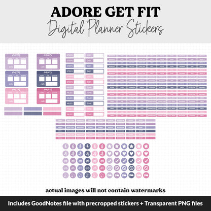 Get Fit Adore Digital Stickers | GoodNotes & iPad | Cosmo the Dragon | Fitness, Health, Self-Care, Workout
