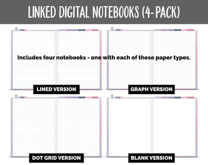 Linked Digital Notebooks 4- Pack | Adore Theme | GoodNotes, iPad & Android