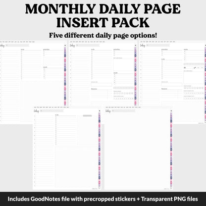 Linked Daily Portrait Digital Planner Insert | Adore | GoodNotes, iPad & Android