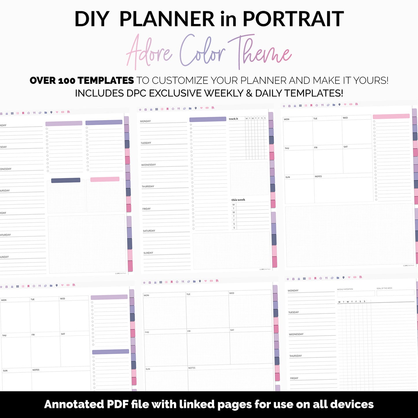 DIY Portrait Digital Planner | Adore Theme | Goodnotes, iPad & Android