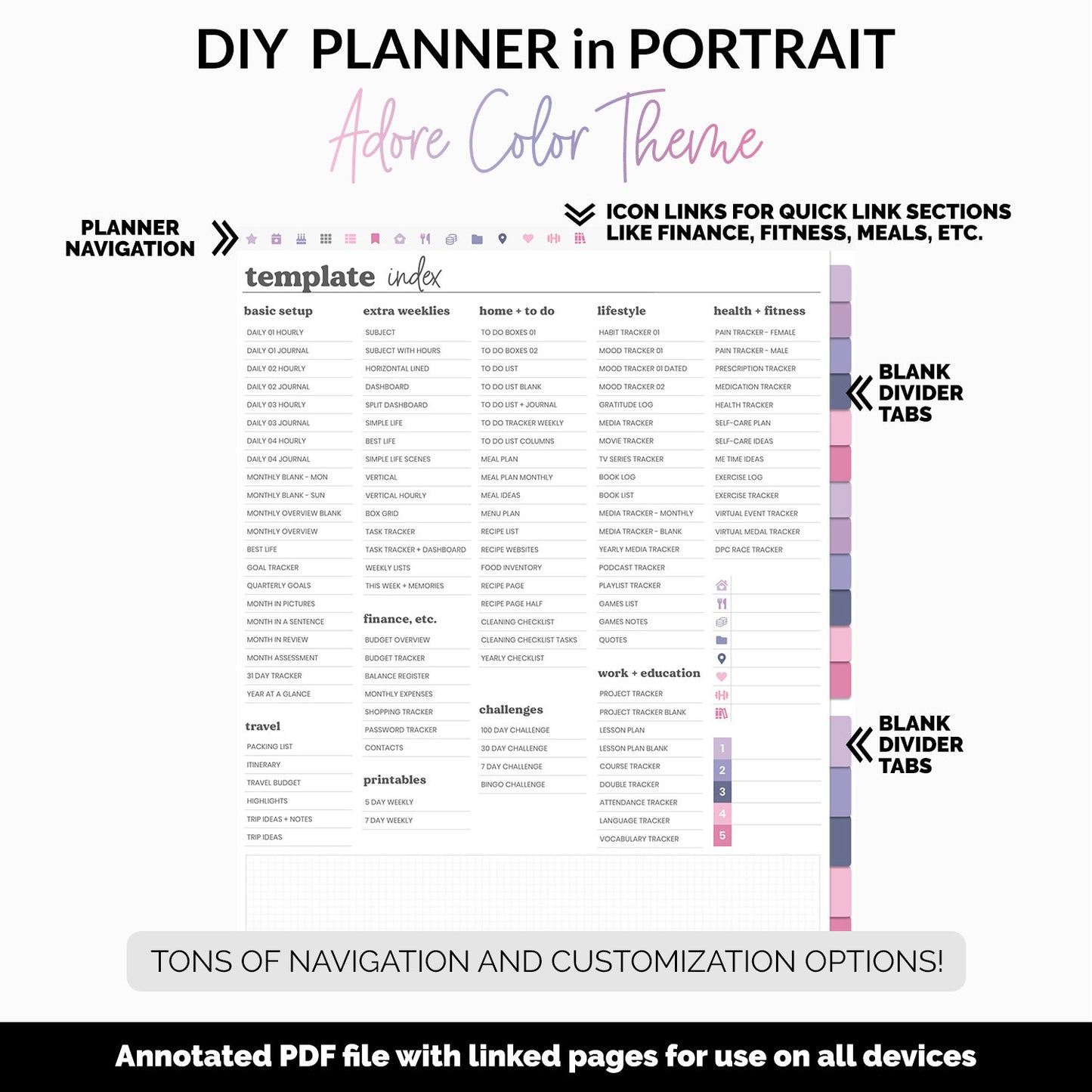 DIY Portrait Digital Planner | Adore Theme | Goodnotes, iPad & Android