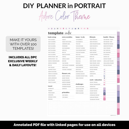 DIY Portrait Digital Planner | Adore Theme | Goodnotes, iPad & Android