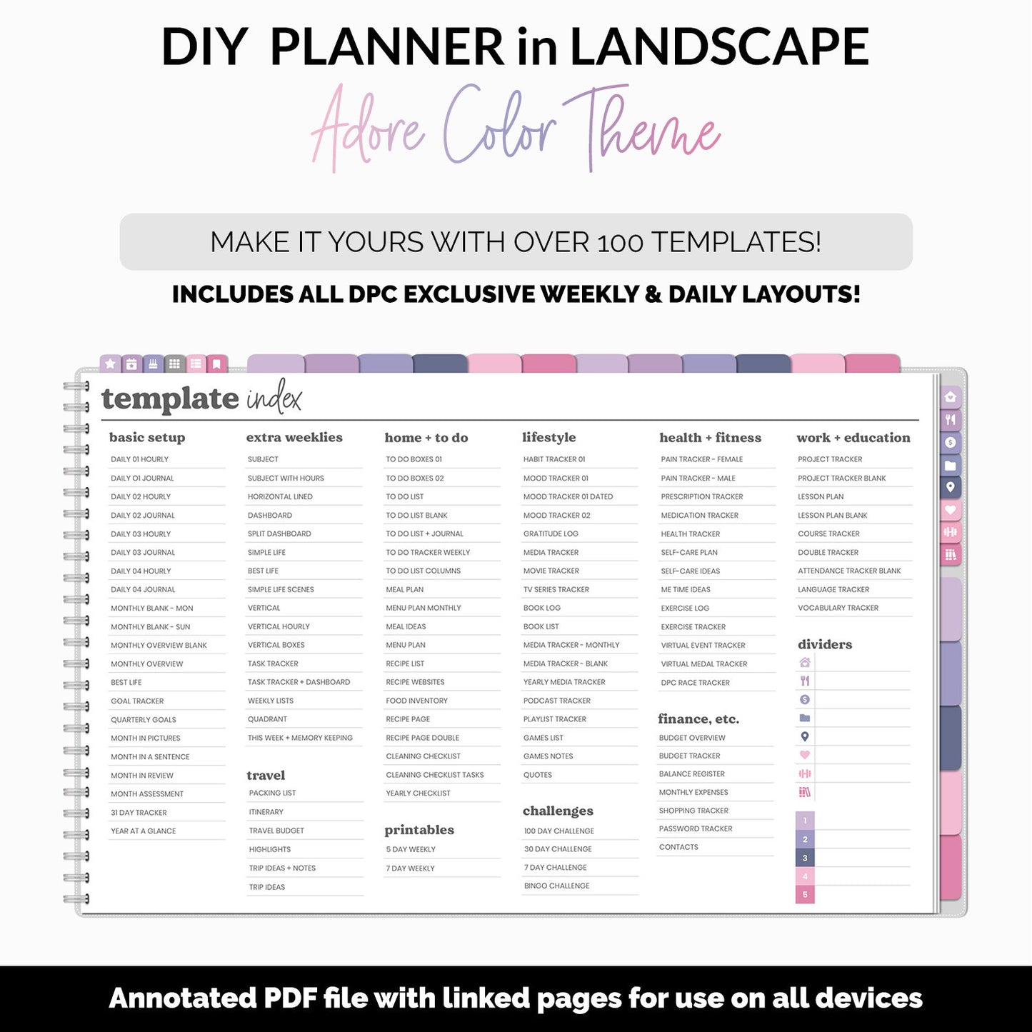 DIY Landscape Digital Planner | Adore Theme | Goodnotes, iPad & Android | Notebook