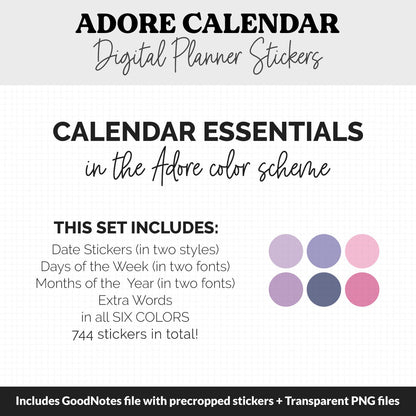 Adore Calendar Essentials Digital Planner Stickers