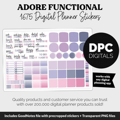 Adore Functional Digital Sticker Set