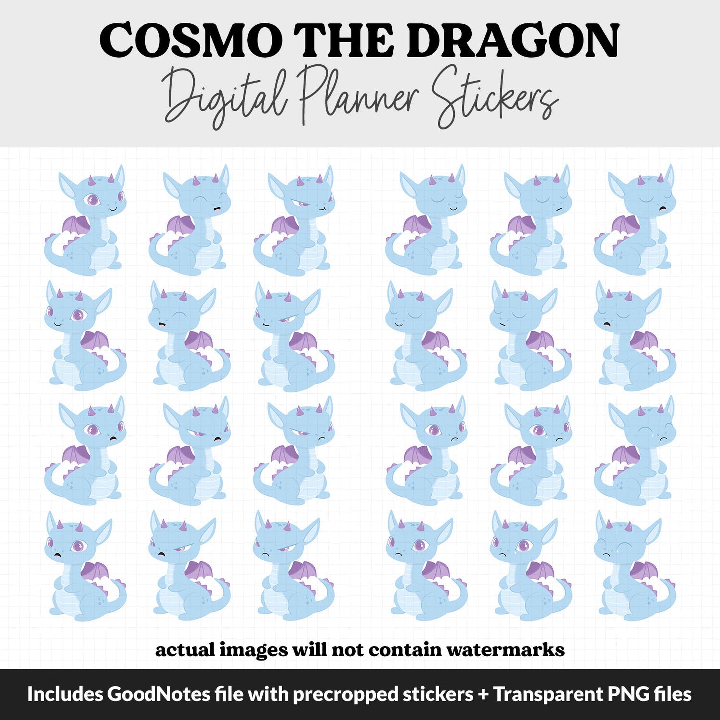 Cosmo the Dragon Digital Planner Stickers | GoodNotes, iPad and Android | February, Valentine, Lunar New Year, Kawaii, Activities