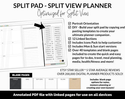 Split Pad | Split View Digital Planner | Bloom Theme | GoodNotes & iPad