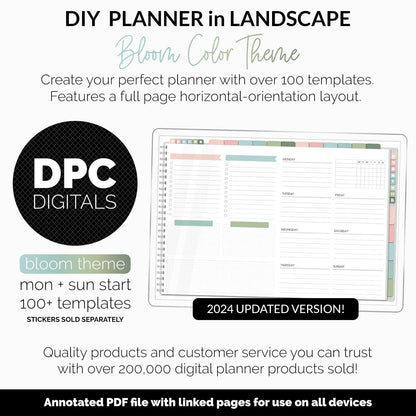DIY Landscape Digital Planner | Bloom Theme | Goodnotes, iPad & Android | Notebook