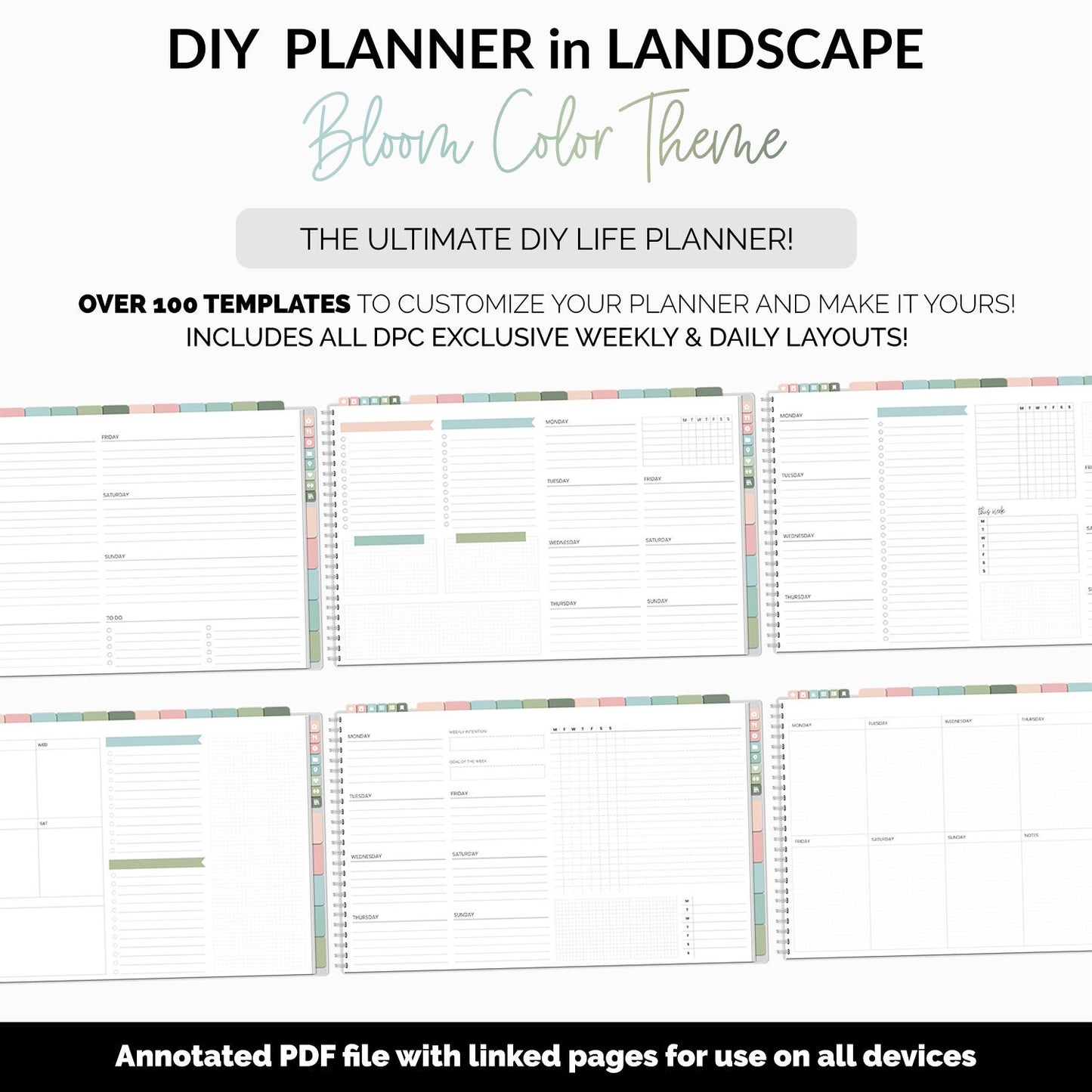 DIY Landscape Digital Planner | Bloom Theme | Goodnotes, iPad & Android | Notebook