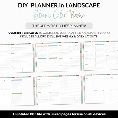 DIY Landscape Digital Planner | Bloom Theme | Goodnotes, iPad & Android | Notebook
