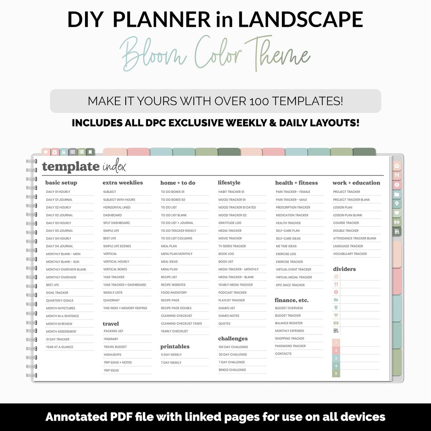 DIY Landscape Digital Planner | Bloom Theme | Goodnotes, iPad & Android | Notebook
