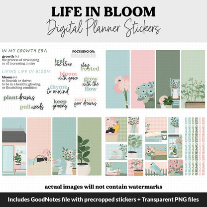 Life in Bloom Digital Planner Stickers | GoodNotes, iPad and Android | March, Spring, Floral, Home, Decor, Outdoor, Garden