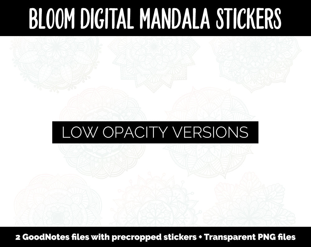 Bloom Mandala Digital Planner Stickers | GoodNotes, iPad and Android | Gradient, Ombre, Coloring