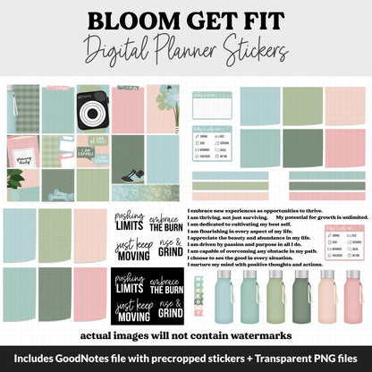 Get Fit Bloom Digital Stickers | GoodNotes & iPad | Fitness, Health, Self-Care, Workout