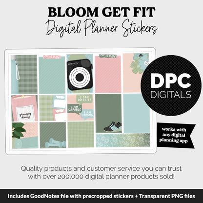 Get Fit Bloom Digital Stickers | GoodNotes & iPad | Fitness, Health, Self-Care, Workout