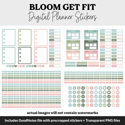 Get Fit Bloom Digital Stickers | GoodNotes & iPad | Fitness, Health, Self-Care, Workout