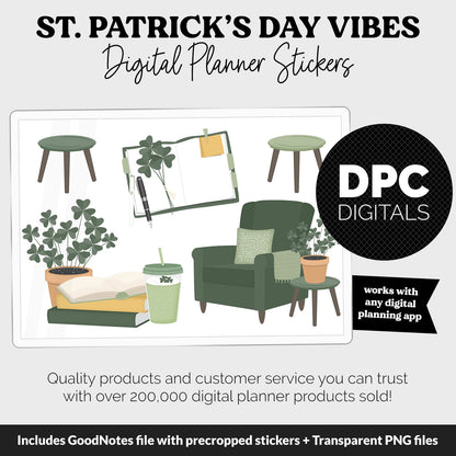 St. Patrick's Day Vibes Digital Planner Stickers | GoodNotes, iPad and Android | March, Spring, Floral, Home, Decor, Outdoor, Garden