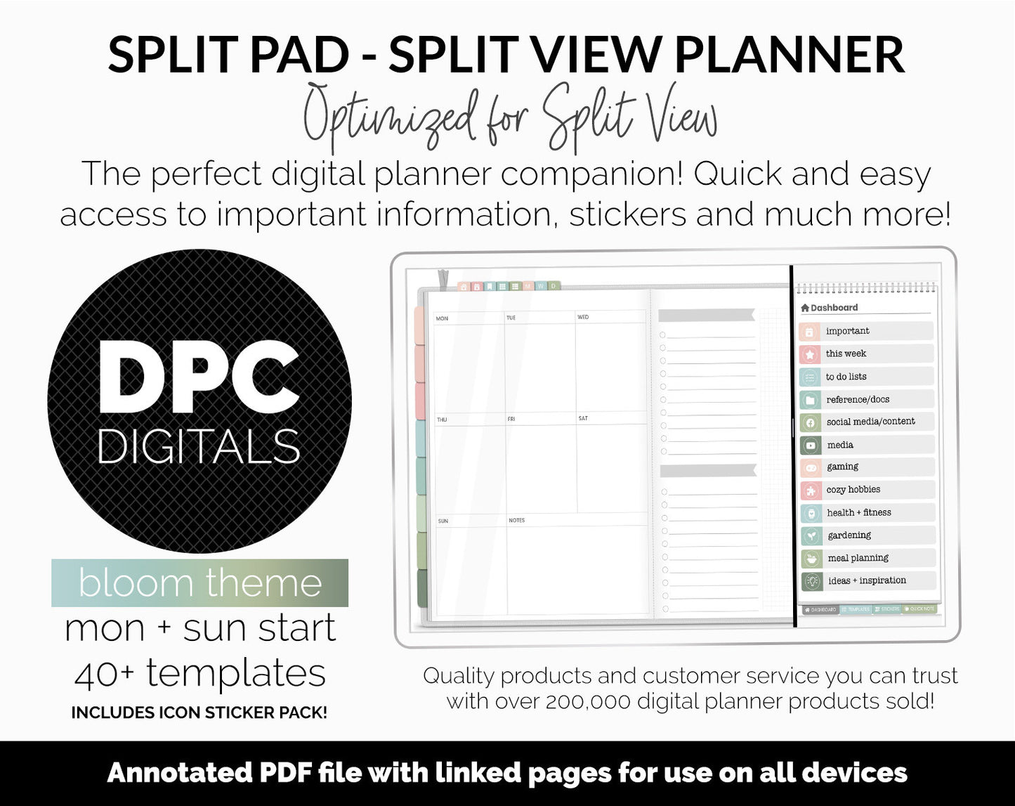 Split Pad | Split View Digital Planner | Bloom Theme | GoodNotes & iPad