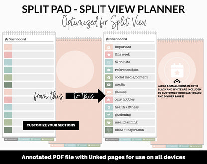 Split Pad | Split View Digital Planner | Bloom Theme | GoodNotes & iPad
