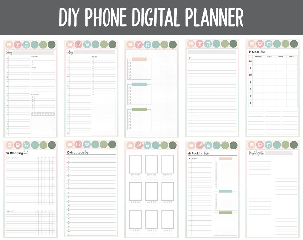 DIY Phone Digital Planner | Bloom Theme | Goodnotes, iPad & Android | Hobonichi, Planner, Notebook
