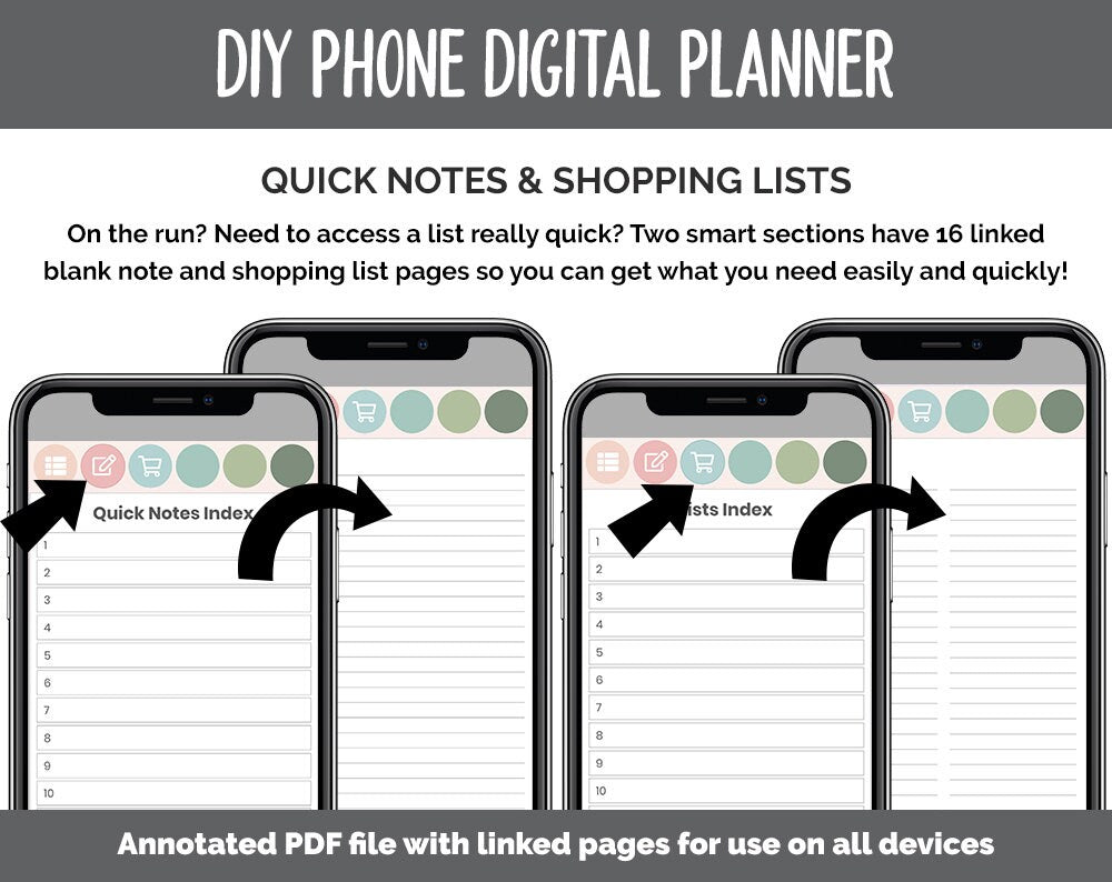 DIY Phone Digital Planner | Bloom Theme | Goodnotes, iPad & Android | Hobonichi, Planner, Notebook