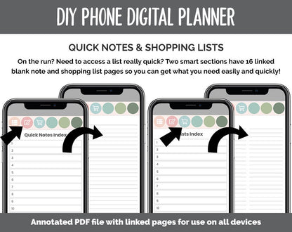 DIY Phone Digital Planner | Bloom Theme | Goodnotes, iPad & Android | Hobonichi, Planner, Notebook