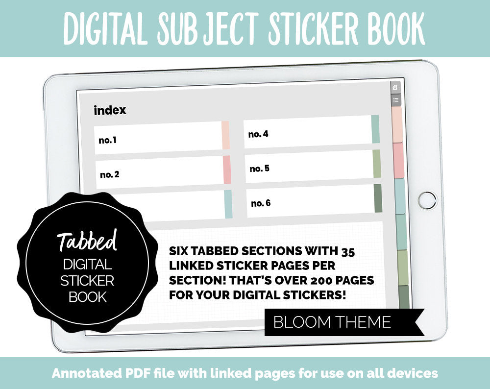 Blank Subject Digital Sticker Books | Bloom Theme