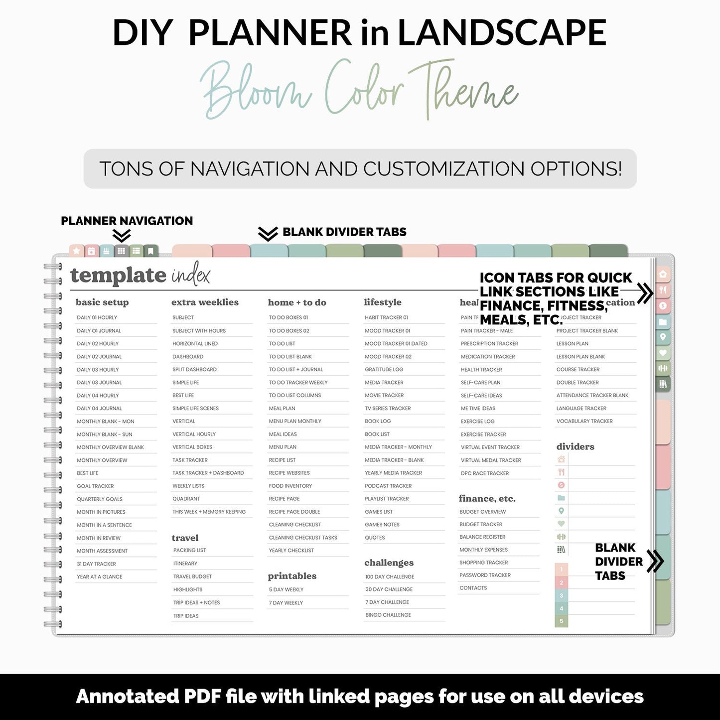 DIY Landscape Digital Planner | Bloom Theme | Goodnotes, iPad & Android | Notebook