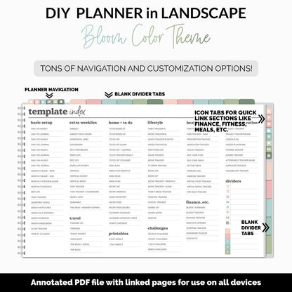 DIY Landscape Digital Planner | Bloom Theme | Goodnotes, iPad & Android | Notebook