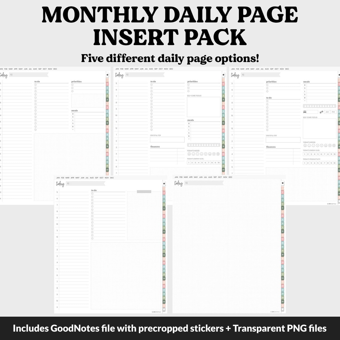 Linked Daily Portrait Digital Planner Insert | Bloom | GoodNotes, iPad & Android