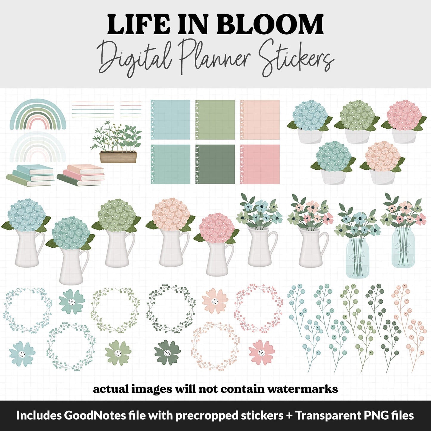 Life in Bloom Digital Planner Stickers | GoodNotes, iPad and Android | March, Spring, Floral, Home, Decor, Outdoor, Garden