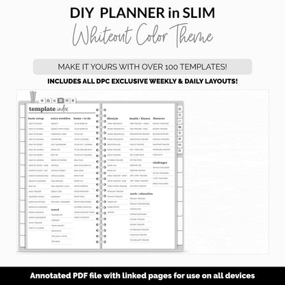 DIY Slim Digital Planner | Whiteout Theme | Goodnotes, iPad & Android | Notebook