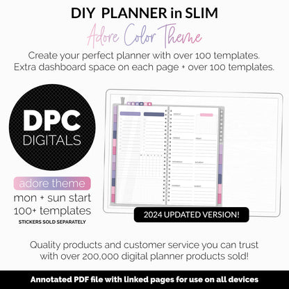 DIY Slim Digital Planner | Adore Theme | Goodnotes, iPad & Android | Notebook