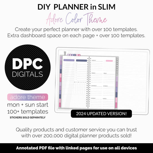 DIY Slim Digital Planner | Adore Theme | Goodnotes, iPad & Android | Notebook