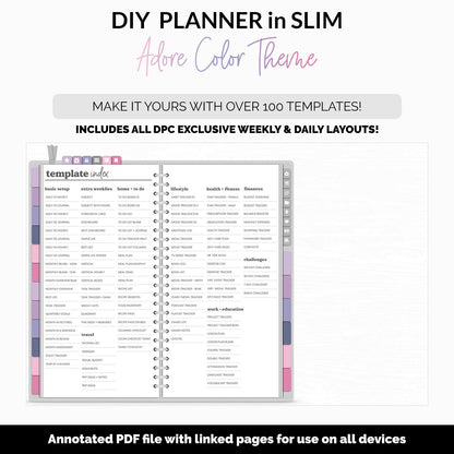 DIY Slim Digital Planner | Adore Theme | Goodnotes, iPad & Android | Notebook