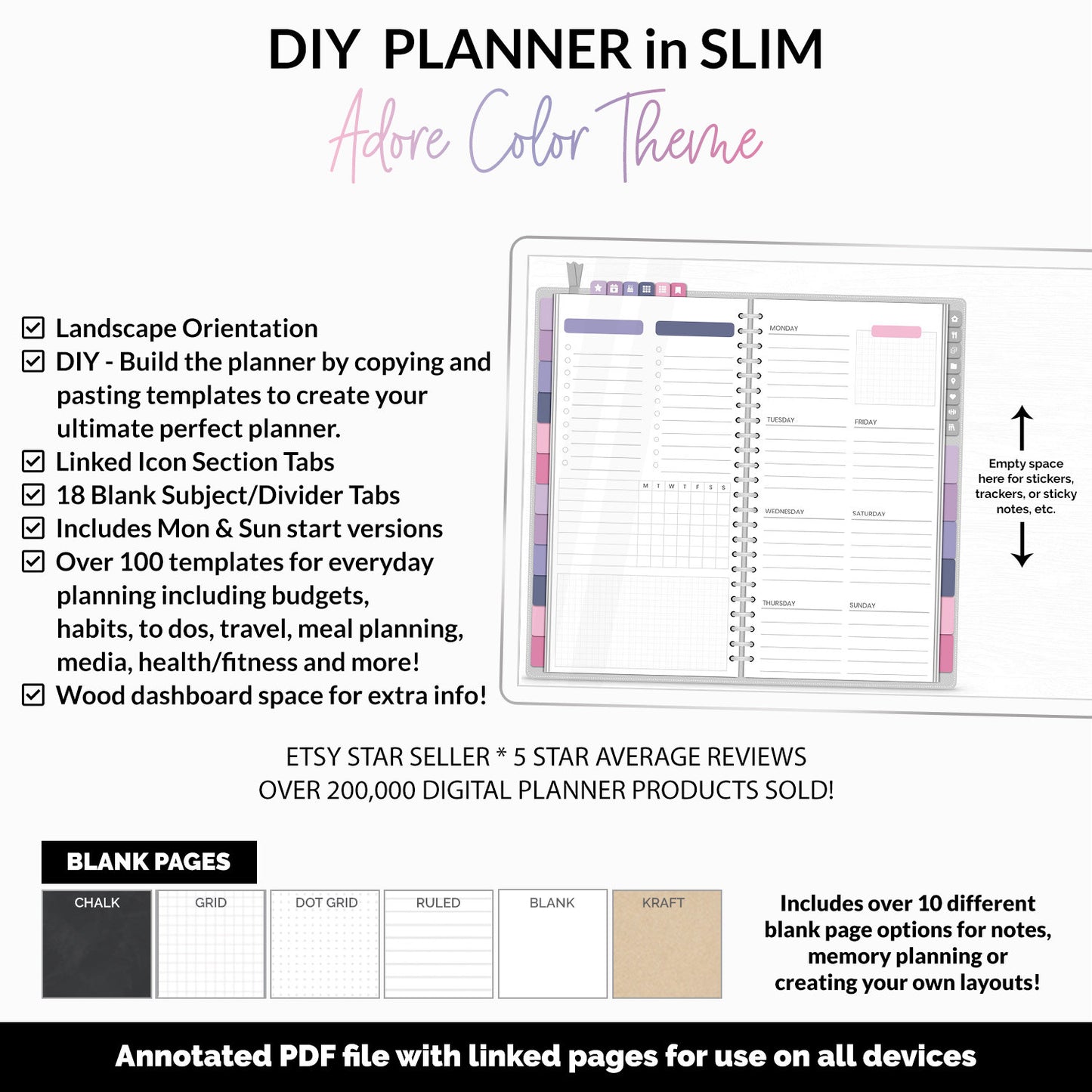 DIY Slim Digital Planner | Adore Theme | Goodnotes, iPad & Android | Notebook