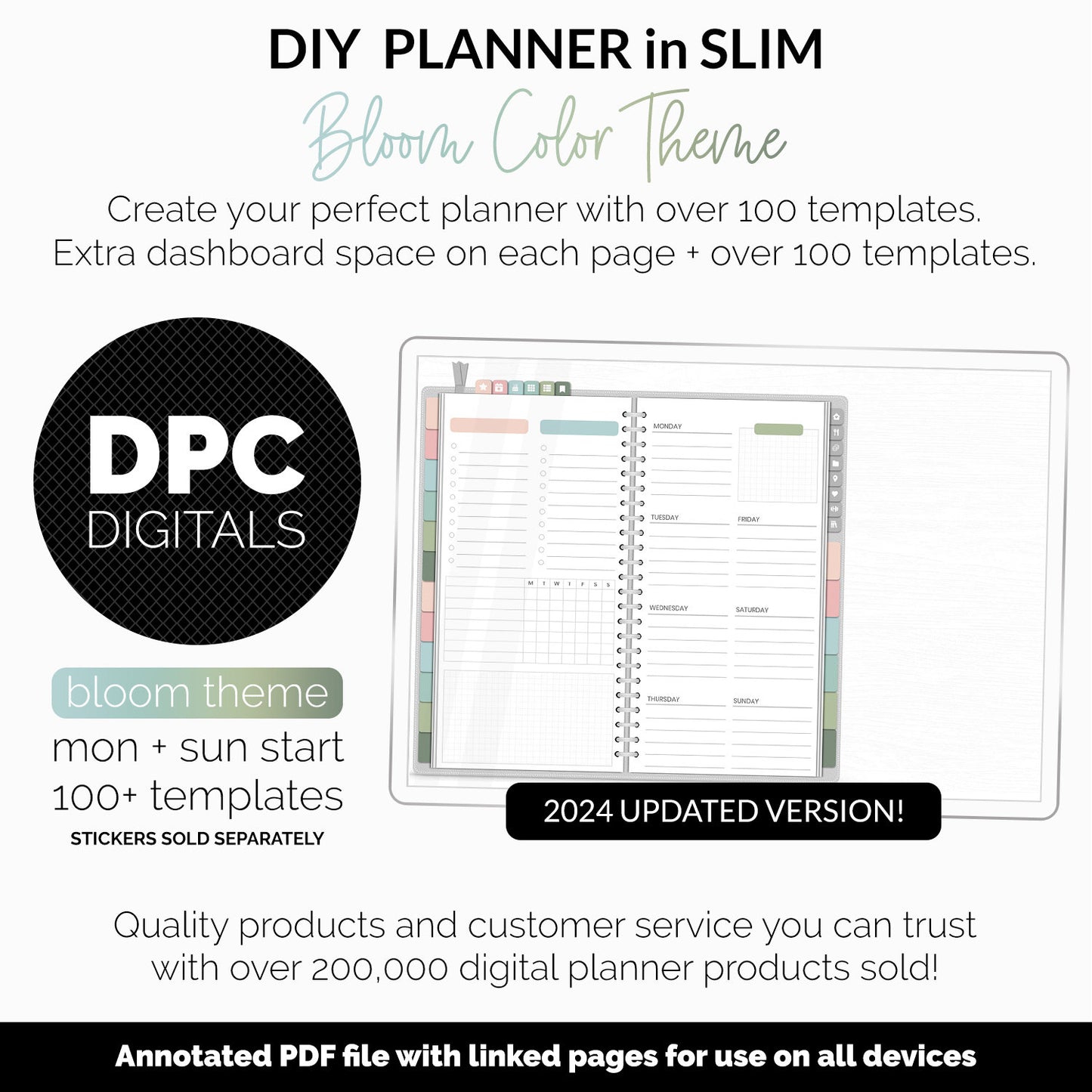 DIY Slim Digital Planner | Bloom Theme | Goodnotes, iPad & Android | Notebook