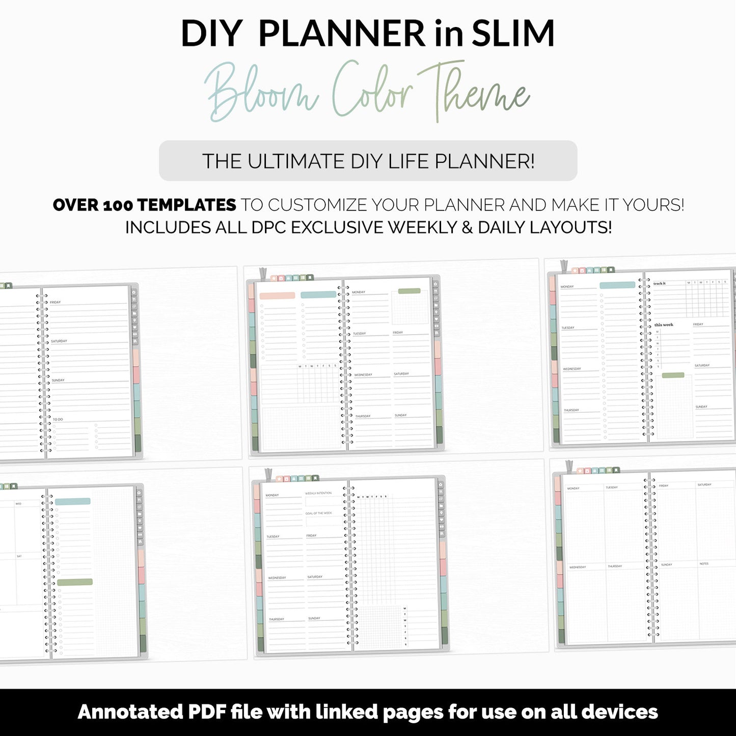 DIY Slim Digital Planner | Bloom Theme | Goodnotes, iPad & Android | Notebook