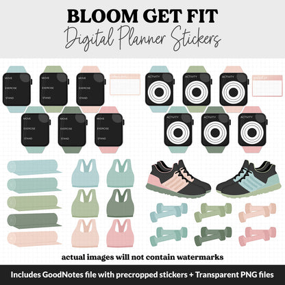 Get Fit Bloom Digital Stickers | GoodNotes & iPad | Fitness, Health, Self-Care, Workout