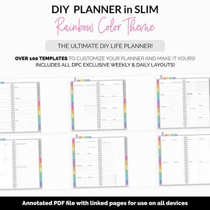 DIY Slim Digital Planner | Rainbow Theme | Goodnotes, iPad & Android | Notebook