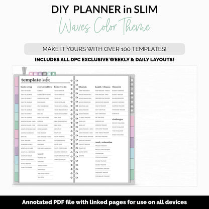 DIY Slim Digital Planner | Waves Theme | Goodnotes, iPad & Android | Notebook