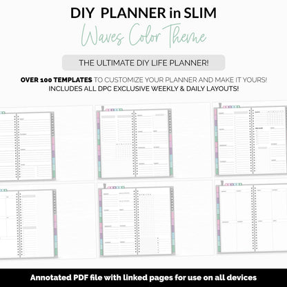 DIY Slim Digital Planner | Waves Theme | Goodnotes, iPad & Android | Notebook