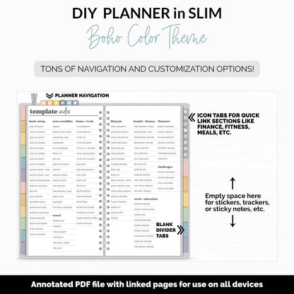 DIY Slim Digital Planner | Boho Theme | Goodnotes, iPad & Android | Notebook