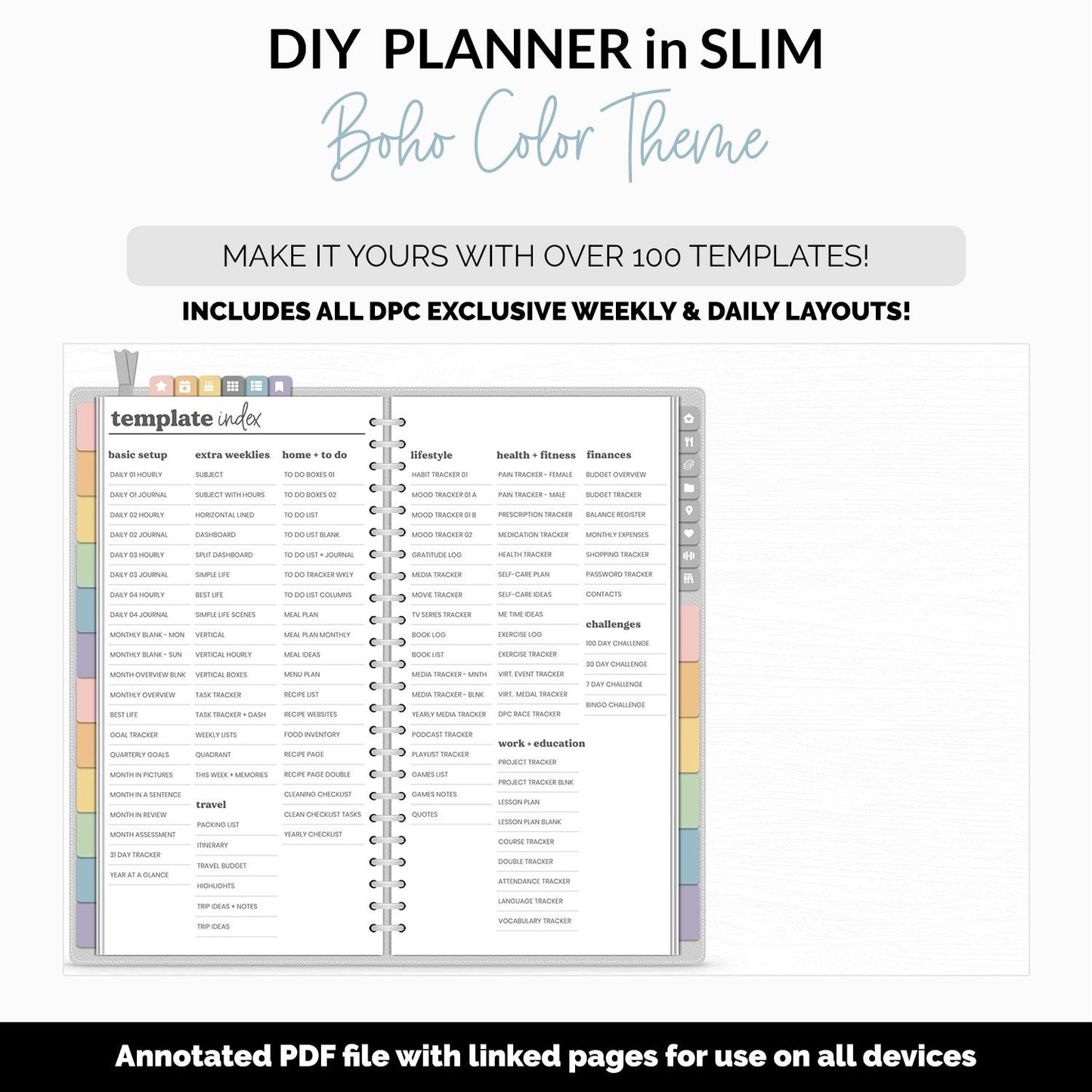 DIY Slim Digital Planner | Boho Theme | Goodnotes, iPad & Android | Notebook