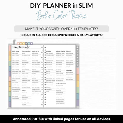 DIY Slim Digital Planner | Boho Theme | Goodnotes, iPad & Android | Notebook
