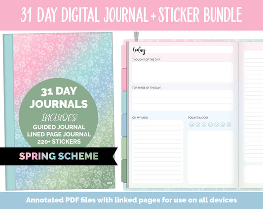 31 Day Digital Journal + Sticker Bundle | Spring Theme