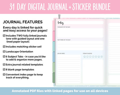 31 Day Digital Journal + Sticker Bundle | Spring Theme