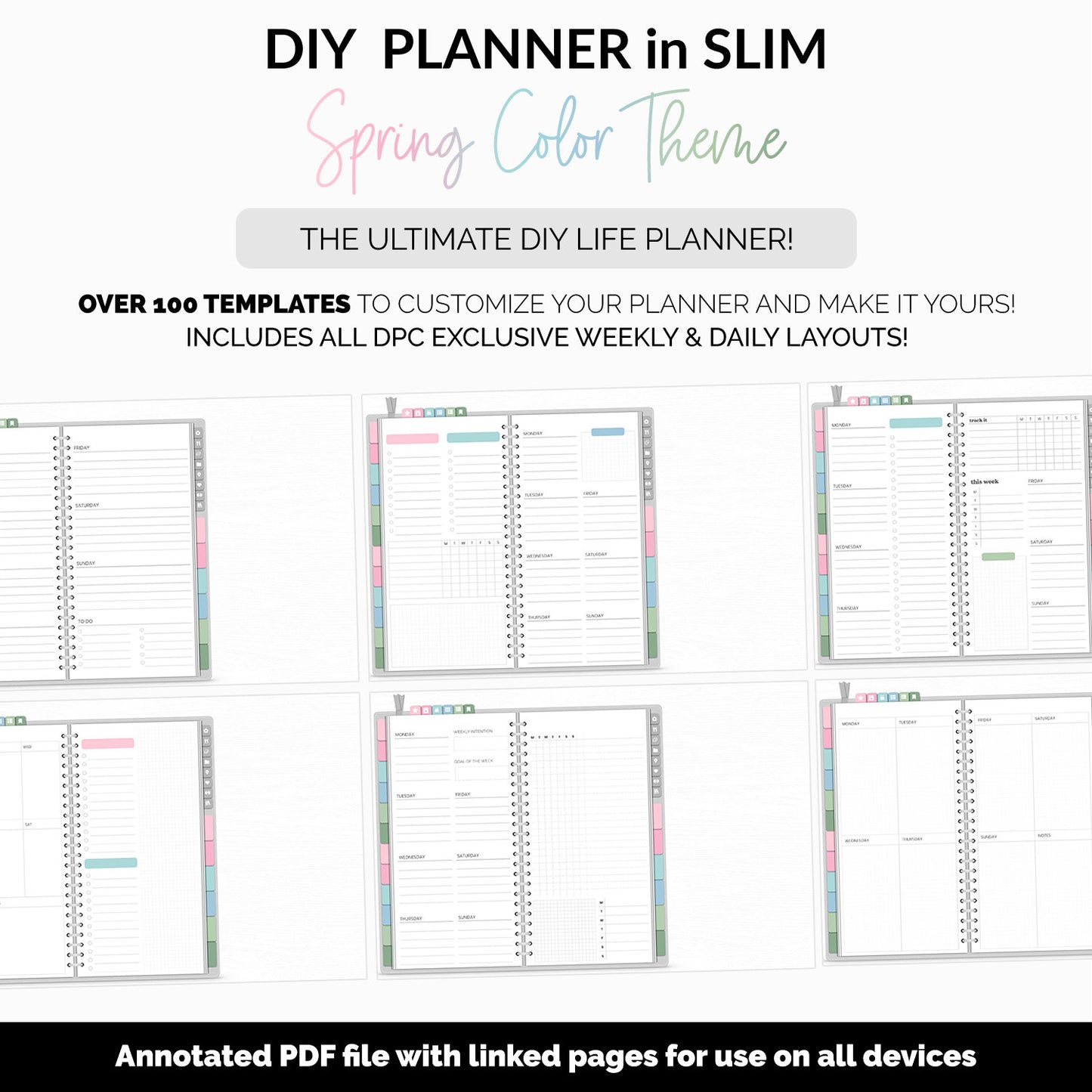 DIY Slim Digital Planner | Spring Theme | Goodnotes, iPad & Android | Notebook