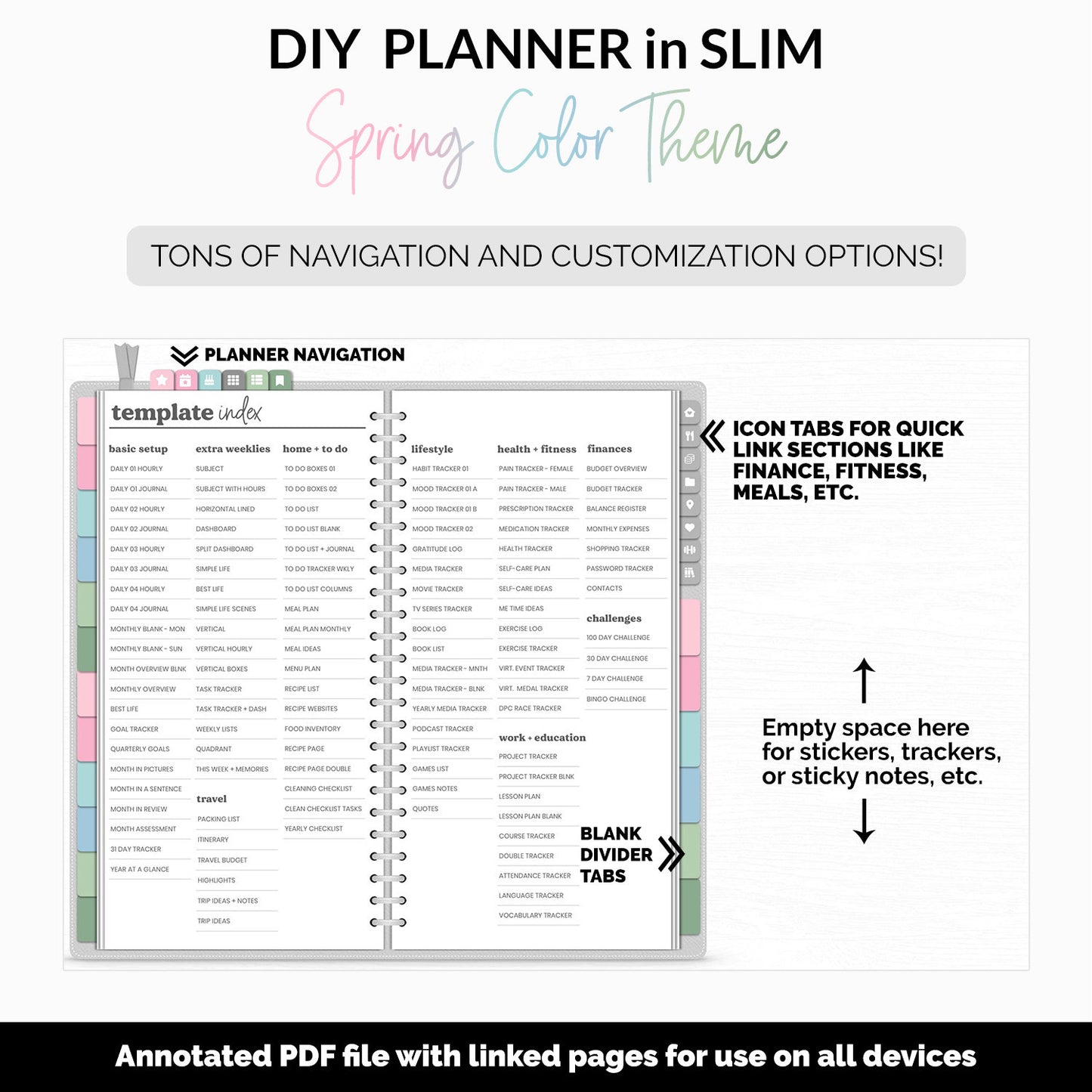 DIY Slim Digital Planner | Spring Theme | Goodnotes, iPad & Android | Notebook