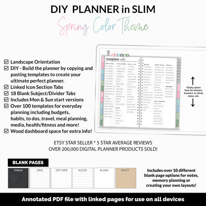 DIY Slim Digital Planner | Spring Theme | Goodnotes, iPad & Android | Notebook